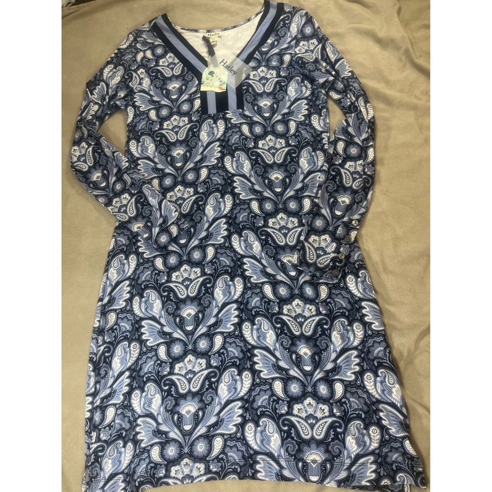 Hatley Womens Blue Paisley V-Neck Long Sleeve Dress Size M NWT